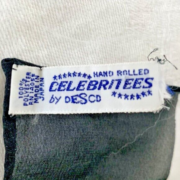 Vintage Sheer CELEBRITEES BY DESCO Black White Geo Design Polyester Neck Scarf - Picture 4 of 11